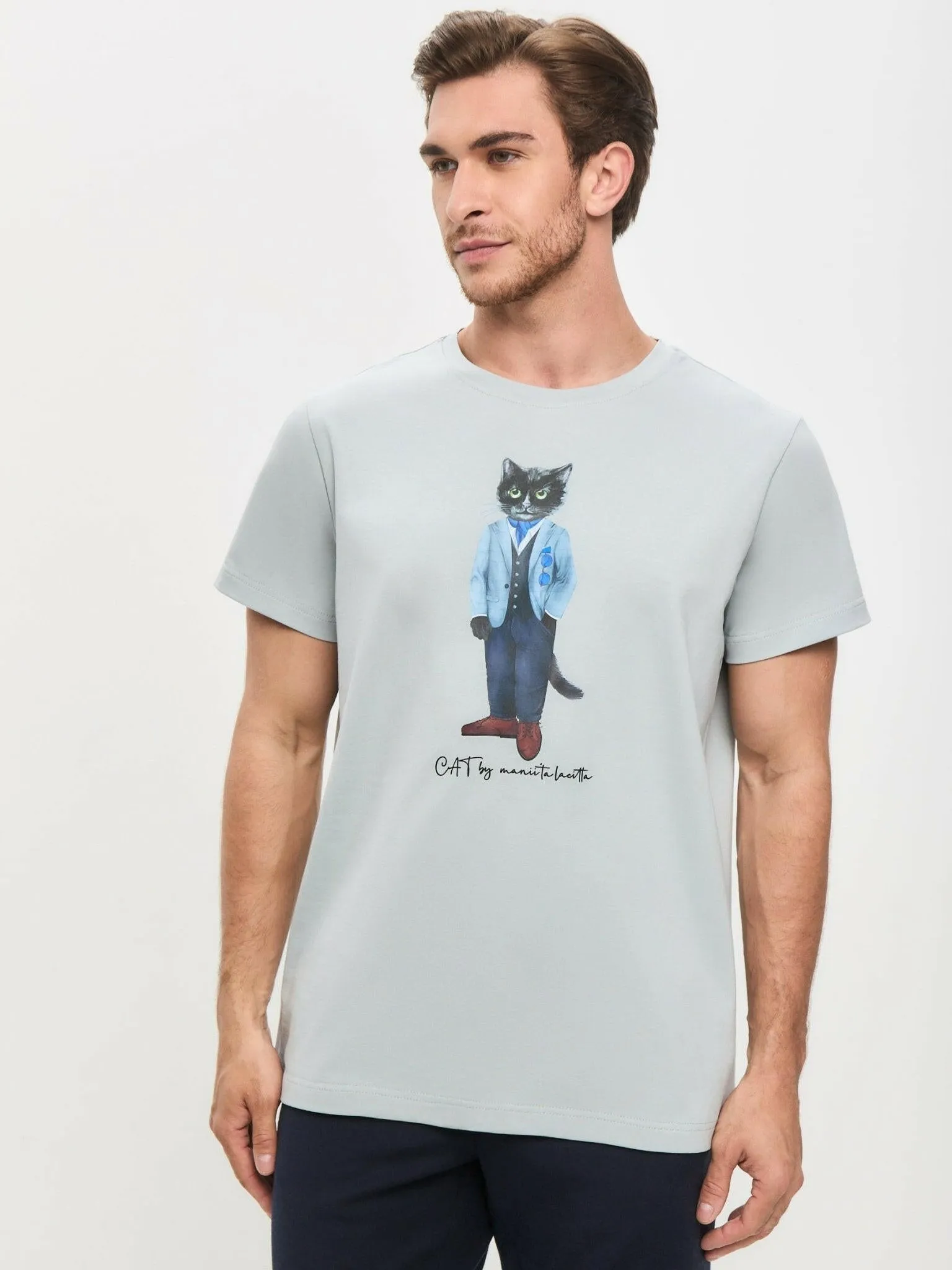 Grey Printed T-shirt SUIT CAT