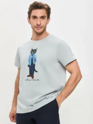 Grey Printed T-shirt SUIT CAT