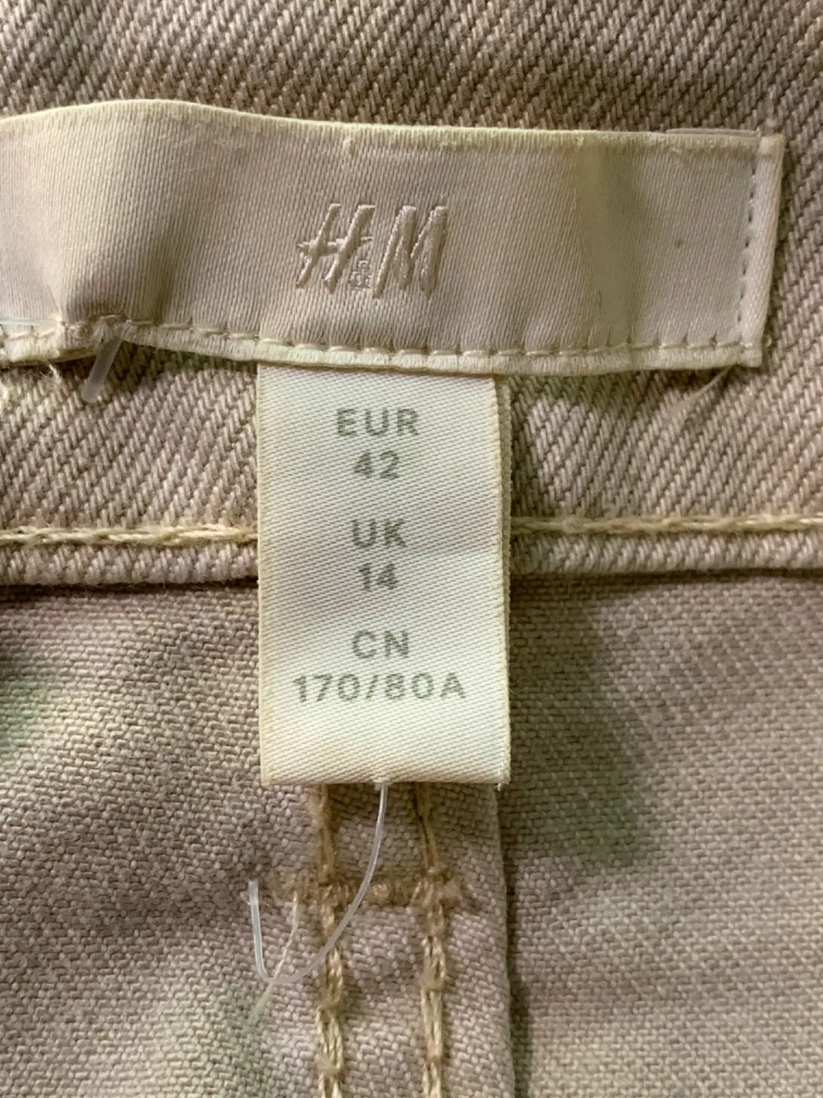 H&M Beige High-Rise Straight Jeans UK 14