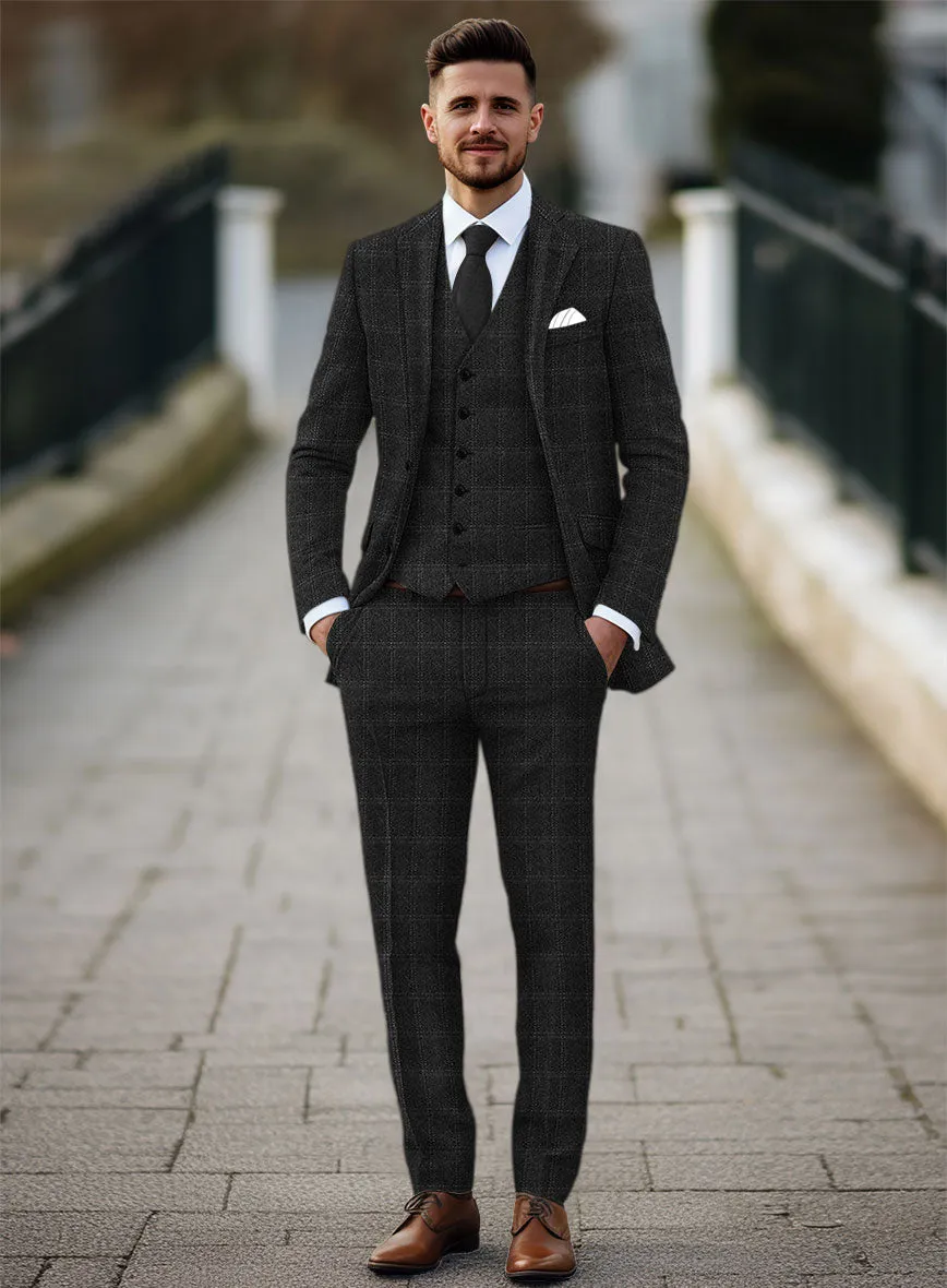 Highlander Charcoal Windowpane Tweed Suit