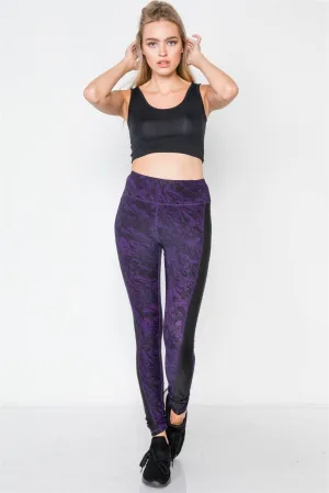 Jet Black Blackberry Watercolor Sporty Active Legging