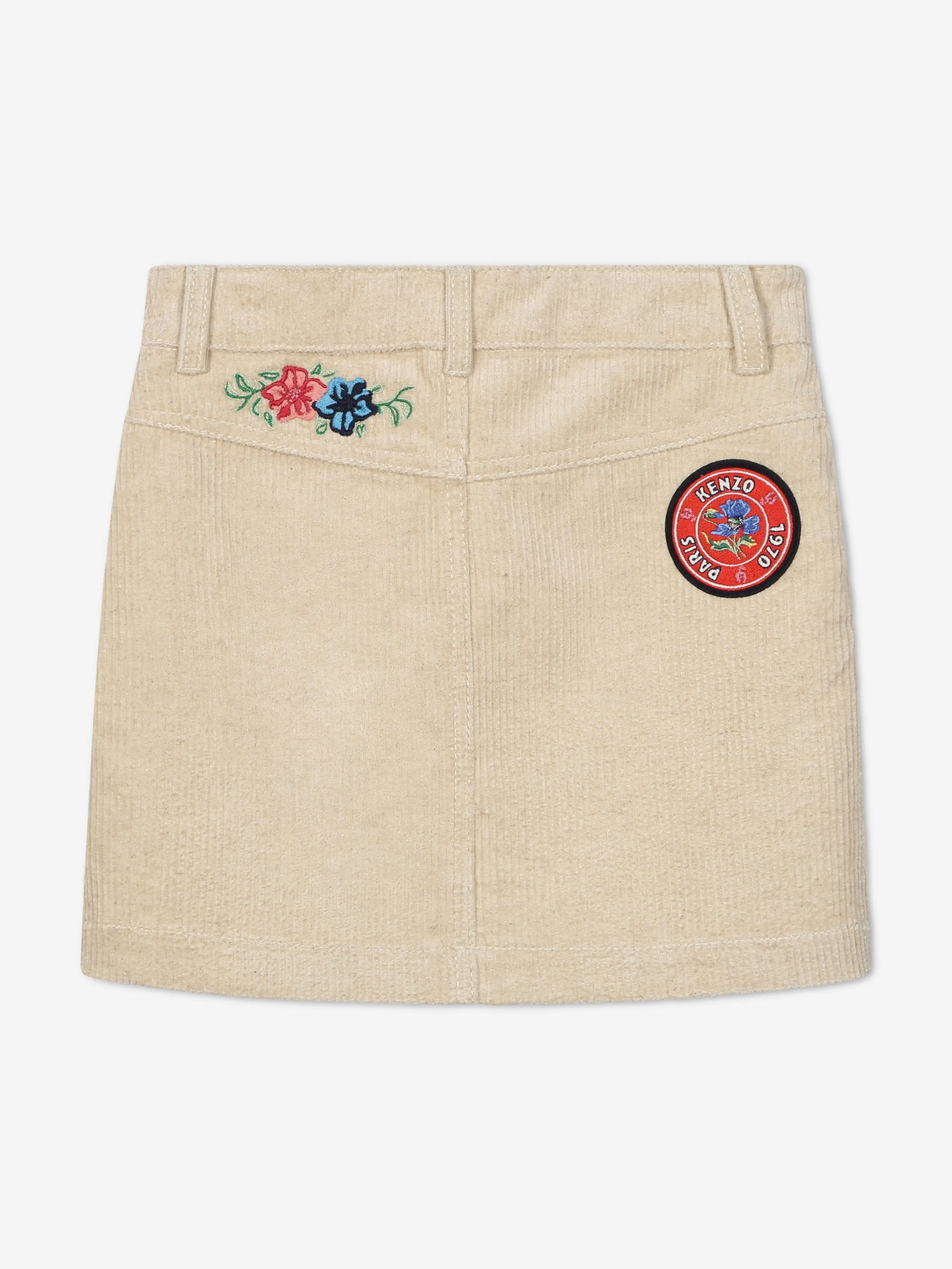 KENZO Girls Corduroy Logo Skirt in Ivory