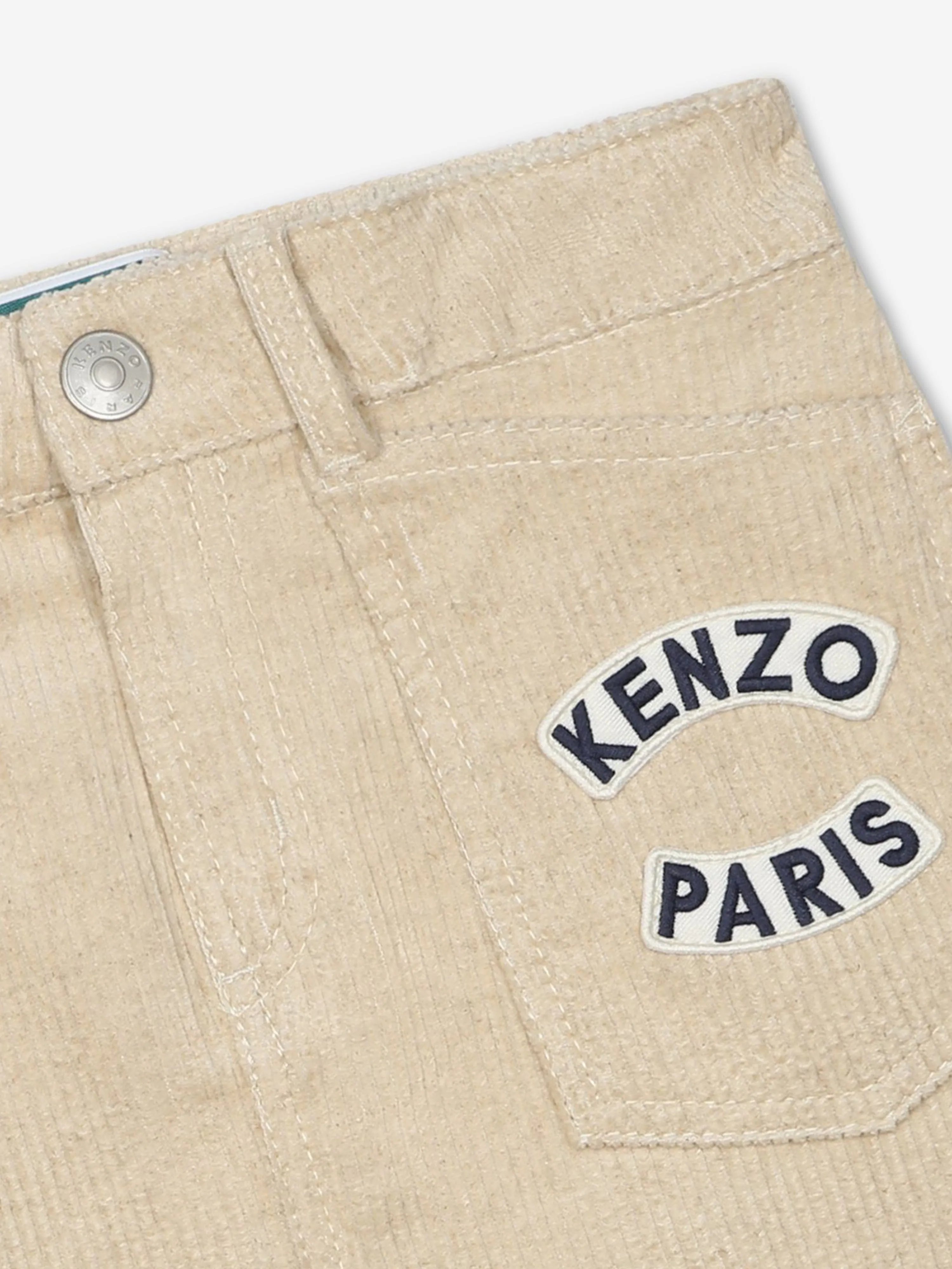 KENZO Girls Corduroy Logo Skirt in Ivory