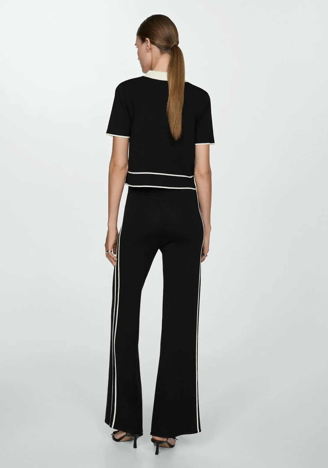 Knitted trousers with contrasting stripes - Black