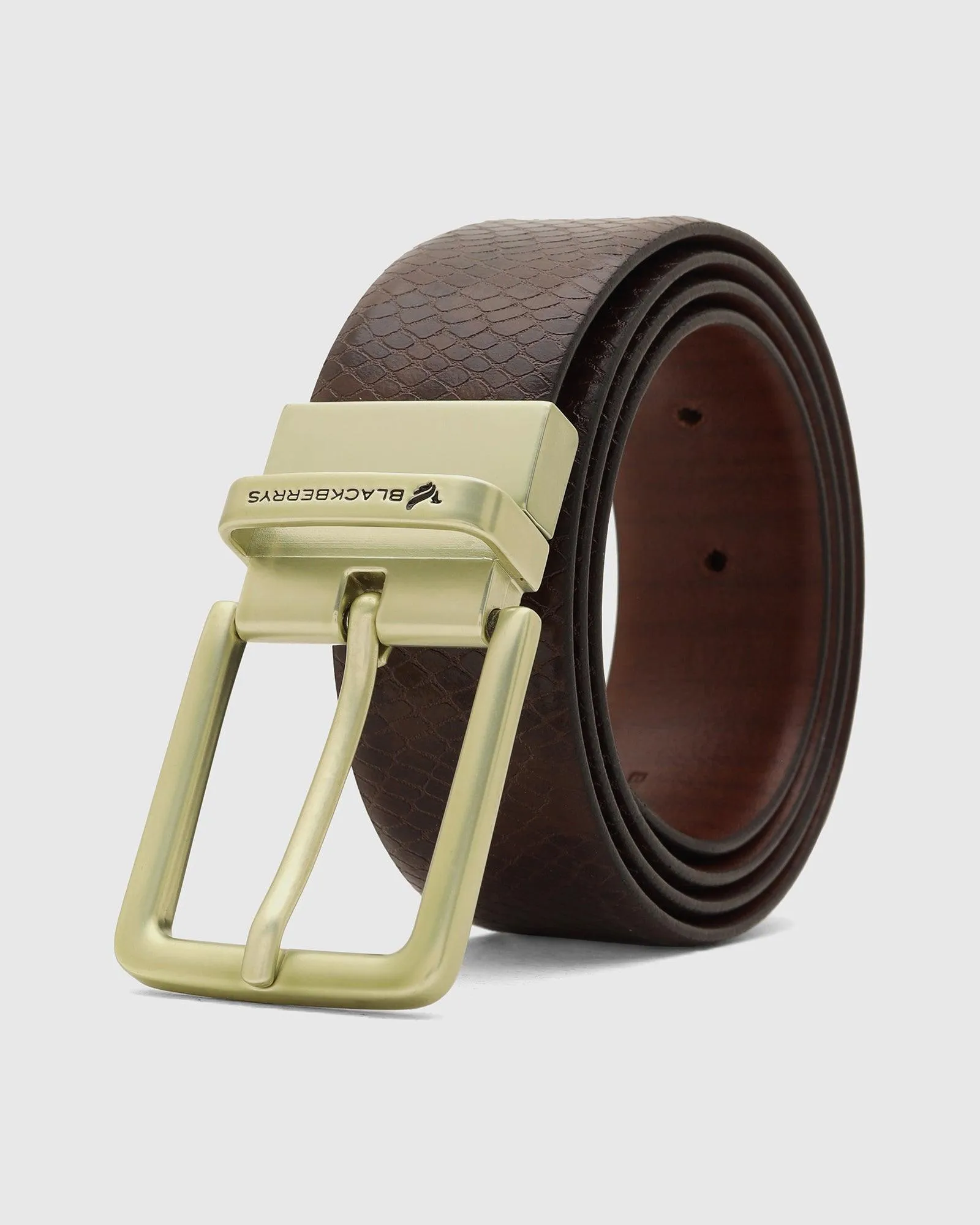 Leather Reversible Brown & Tan Textured Belt - Tris