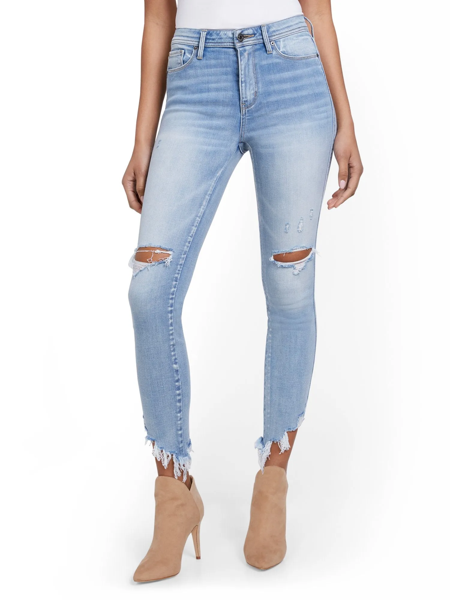 Lexi High-Waisted Distressed Super-Skinny Ankle Jeans