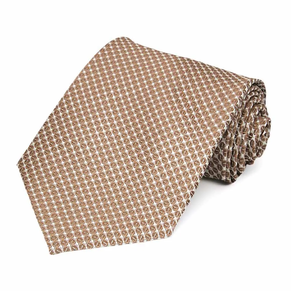 Light Brown Henry Grain Pattern Extra Long Necktie