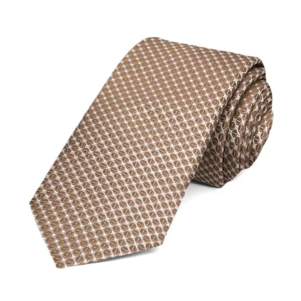 Light Brown Henry Grain Pattern Slim Necktie, 2.5" Width