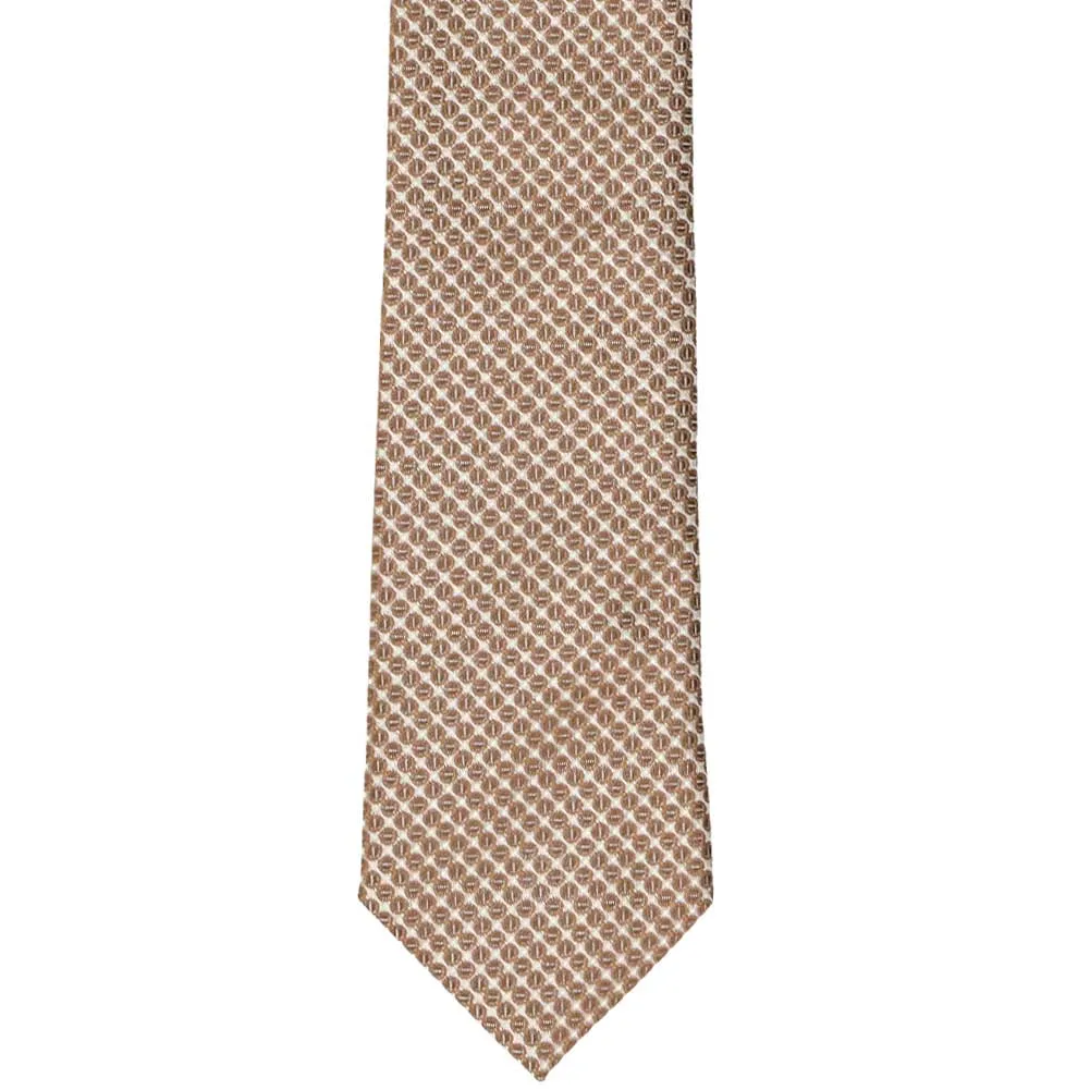 Light Brown Henry Grain Pattern Slim Necktie, 2.5" Width