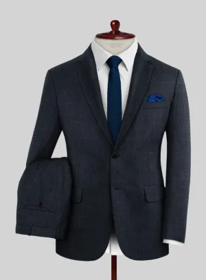 London Loom Dark Blue Twill Wool Silk Linen Suit