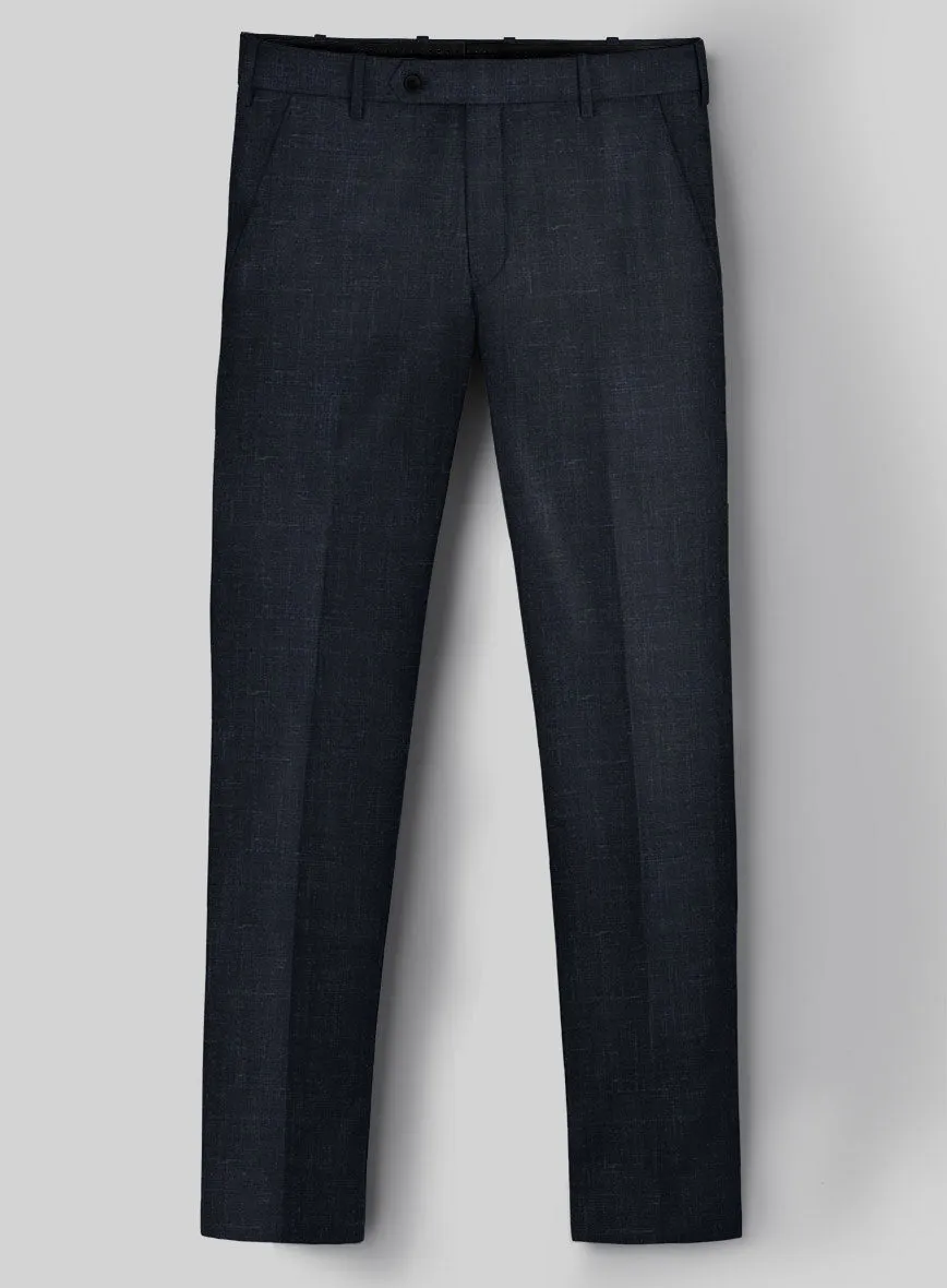 London Loom Dark Blue Twill Wool Silk Linen Suit