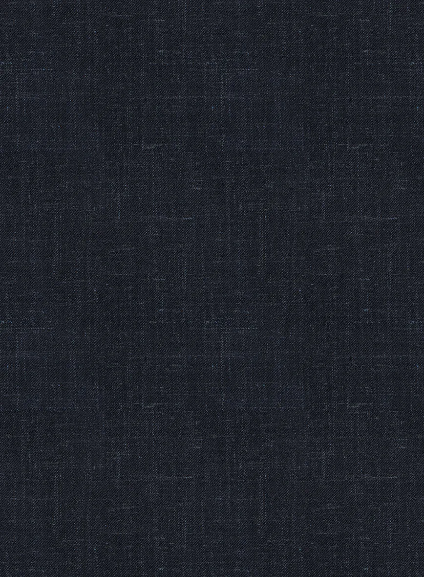 London Loom Dark Blue Twill Wool Silk Linen Suit