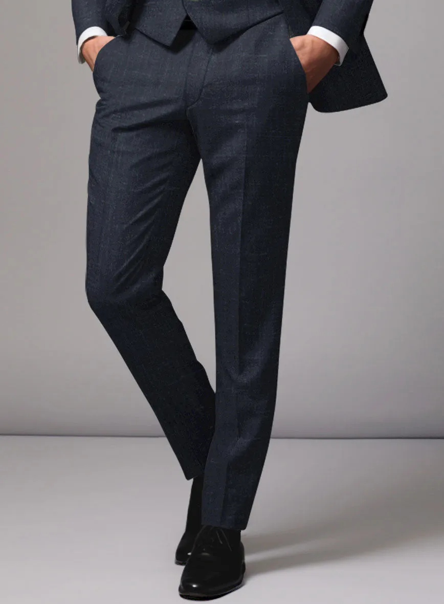 London Loom Dark Blue Twill Wool Silk Linen Suit