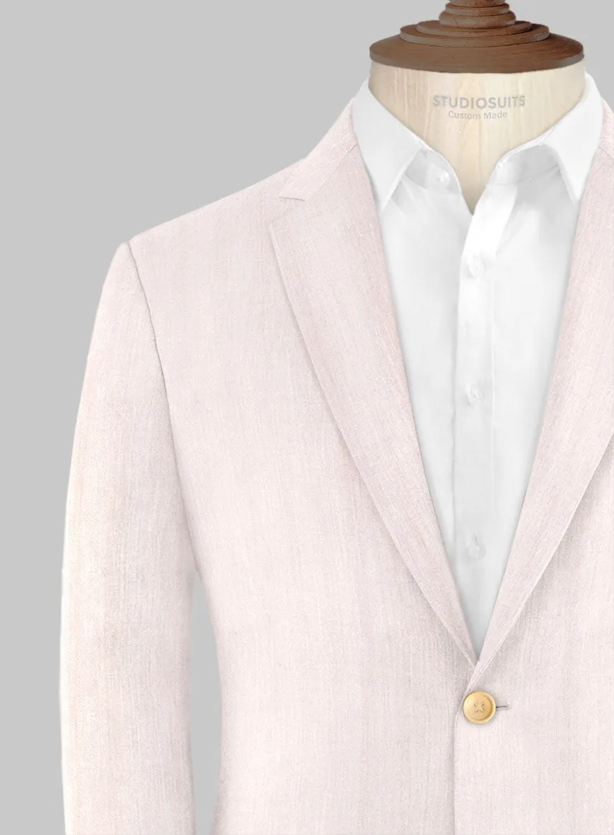 London Loom Pink Herringbone Wool Silk Linen Suit