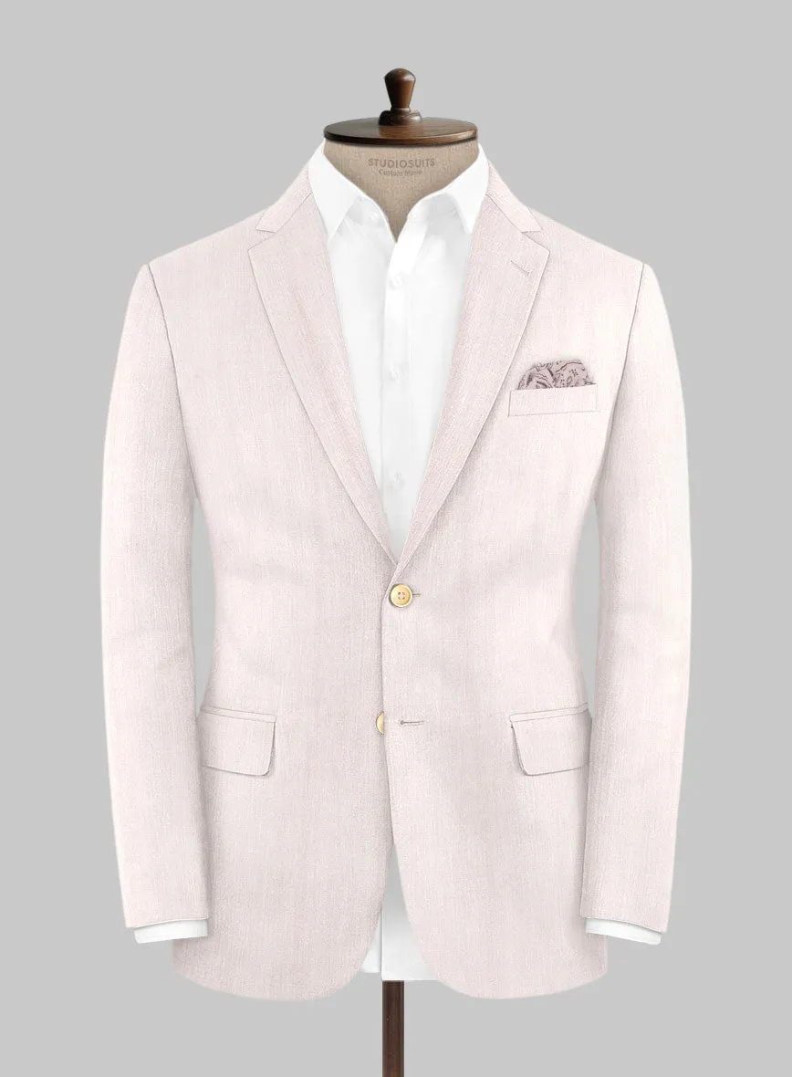 London Loom Pink Herringbone Wool Silk Linen Suit