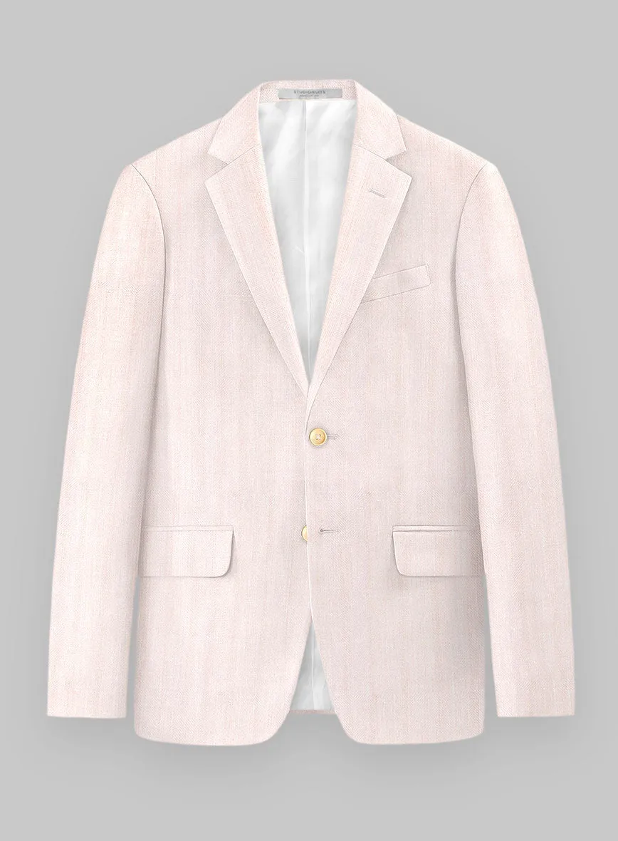 London Loom Pink Herringbone Wool Silk Linen Suit