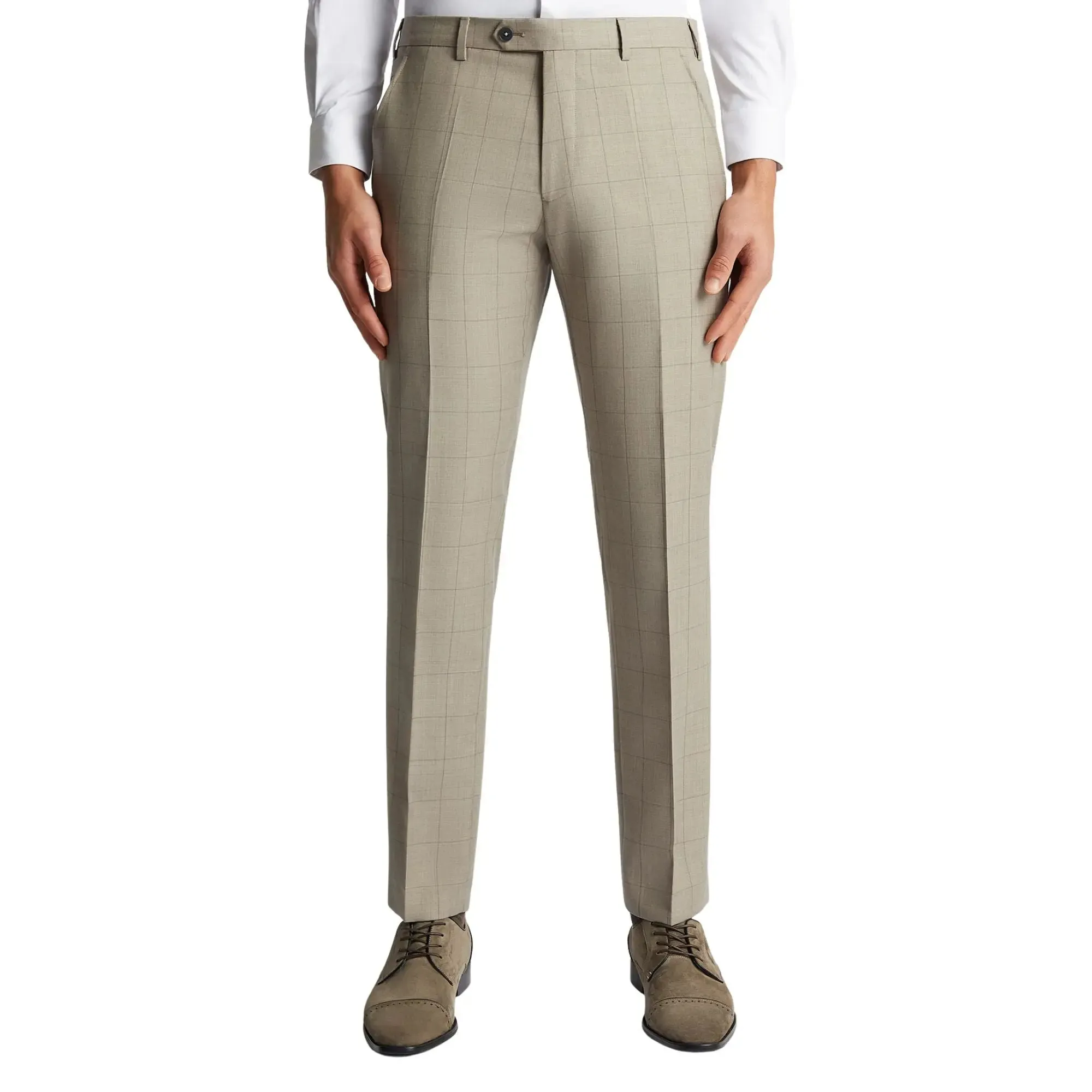 Lucian Windowpane Check Suit Trouser - Beige