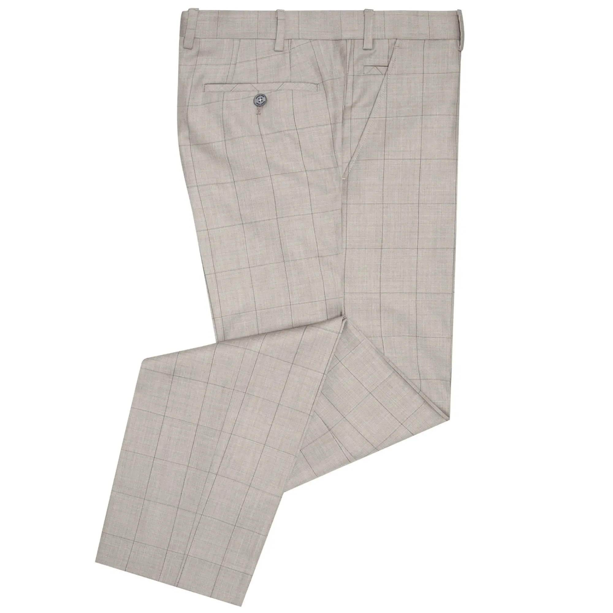 Lucian Windowpane Check Suit Trouser - Beige