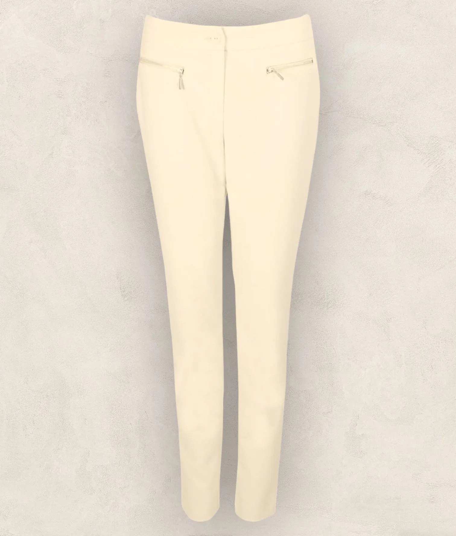 Marie Mero Cream Ladies Zip Pockets Tapered Stretch Trousers UK 16 US 12 EU 44