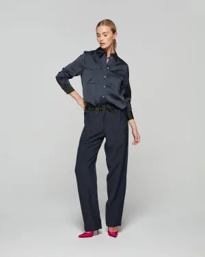 Matte Satin Utility Trouser - Navy Dusk