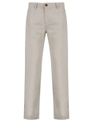 Maulua Cotton Linen Straight Leg Trousers in Nomad Sand - Tokyo Laundry