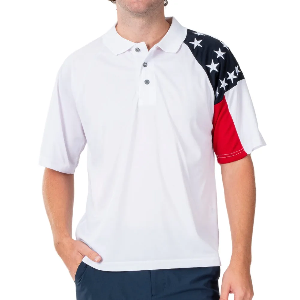 Mens Allegiance Freedom Tech Fabric Polo Shirt White