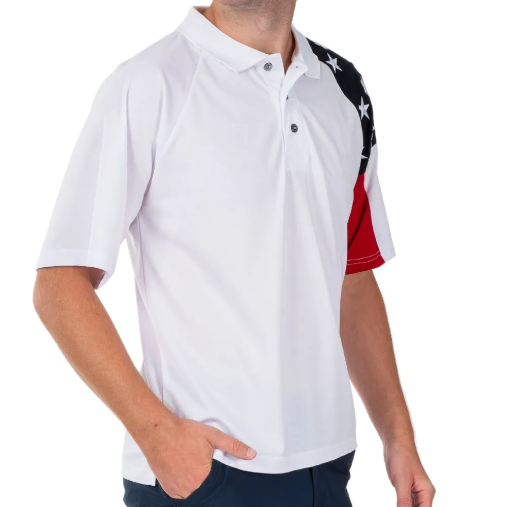 Mens Allegiance Freedom Tech Fabric Polo Shirt White