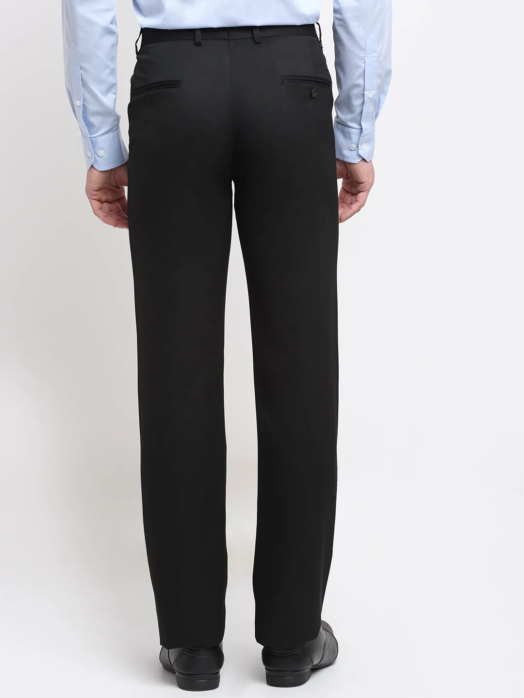 Men's Regular fit Flat front Black  Trousers