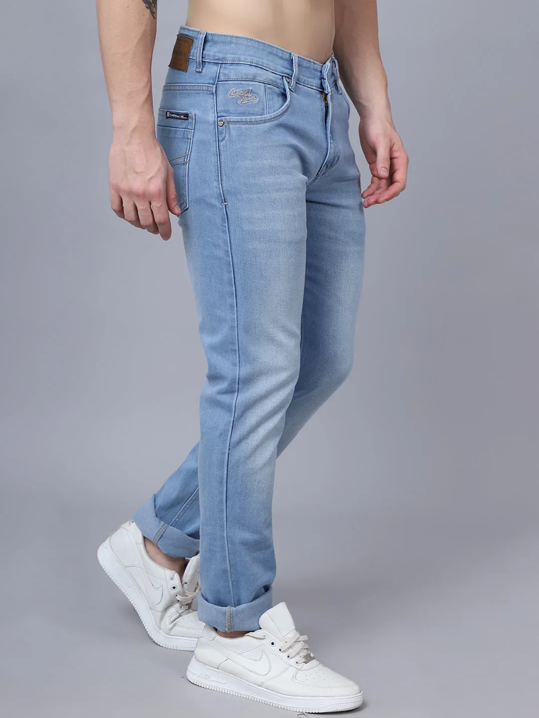 Men's Ultra Narrow fit Medium Fade Light Carbon Blue  Jeans