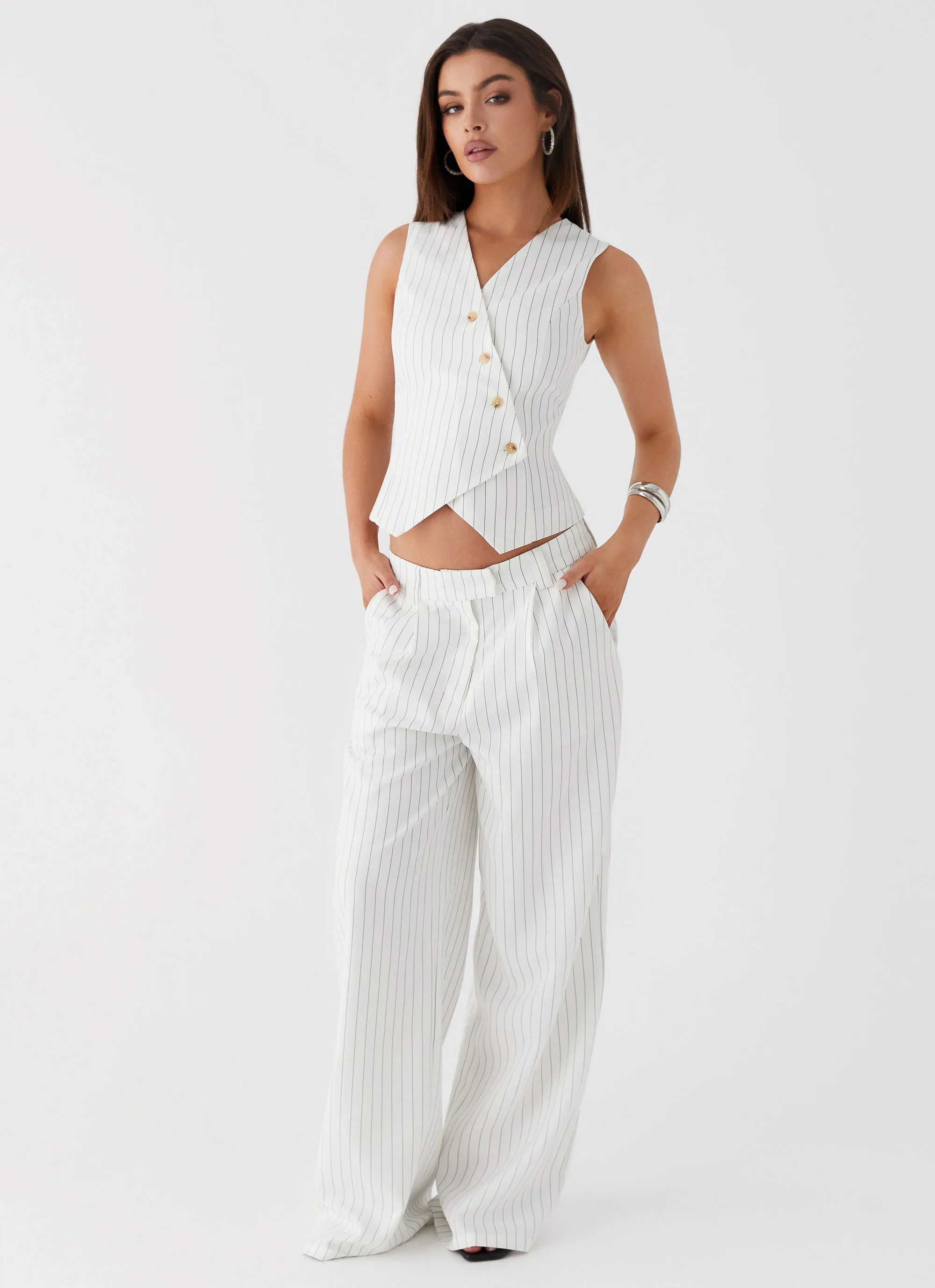 Midnight City Suit Pants - White Pinstripe