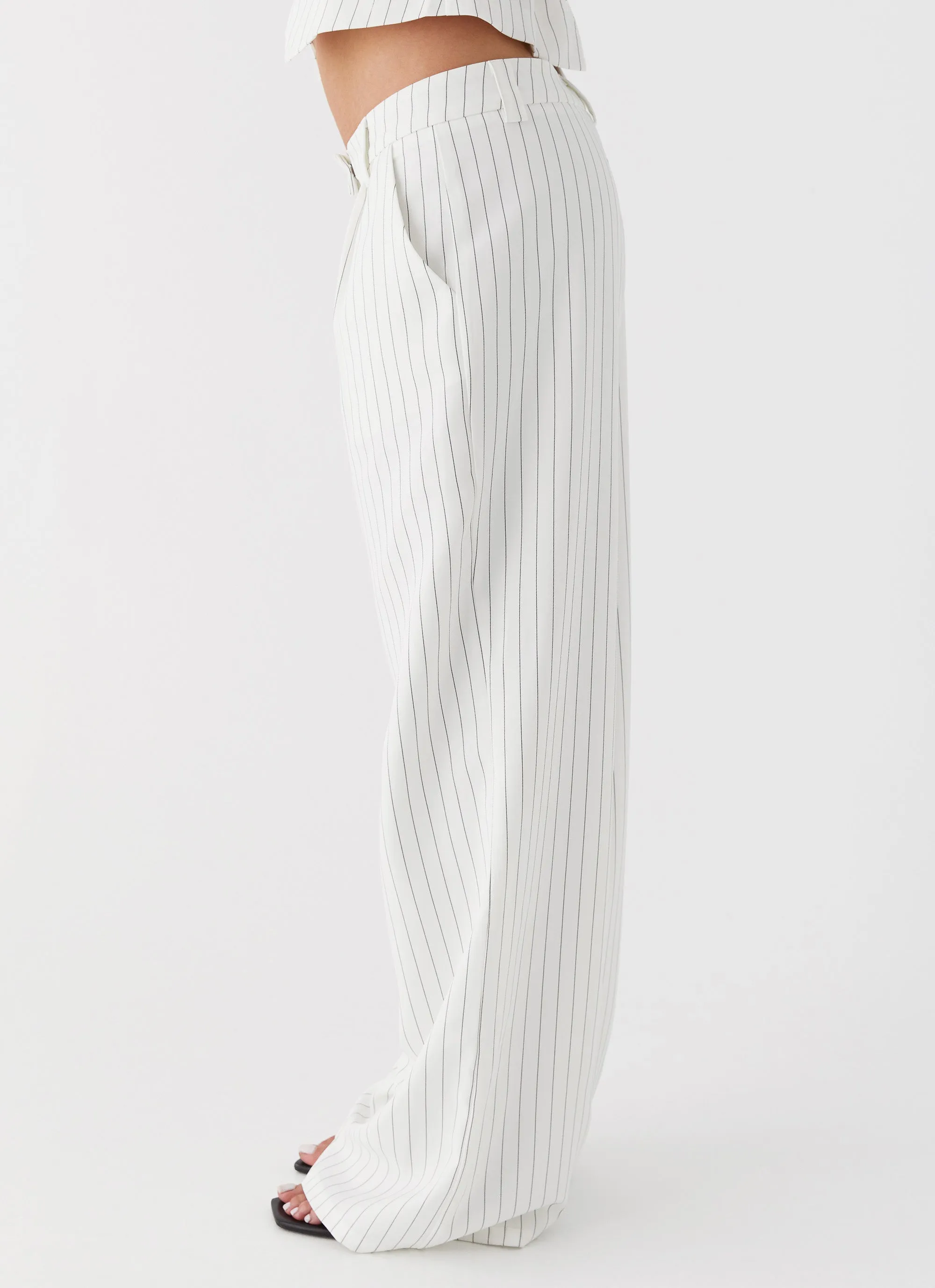 Midnight City Suit Pants - White Pinstripe