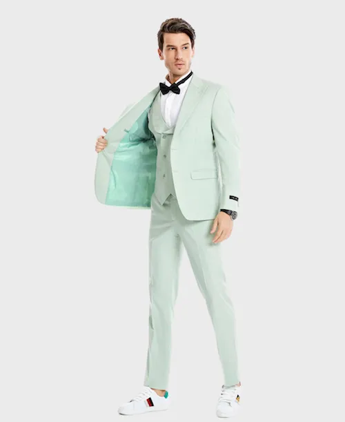 Mint Slim Fit Wide Peak Lapel Suit