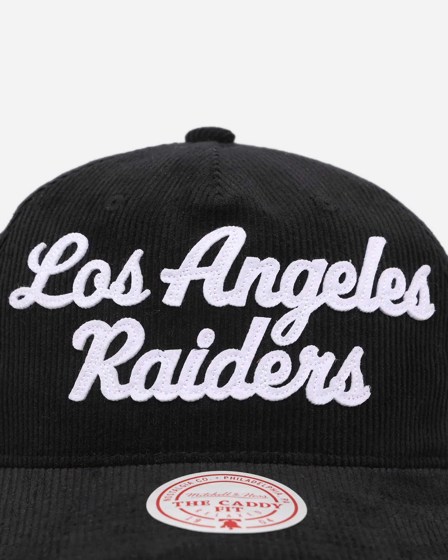 Mitchell & Ness Las Vegas Raiders Stack Script Corduroy Snapback Black