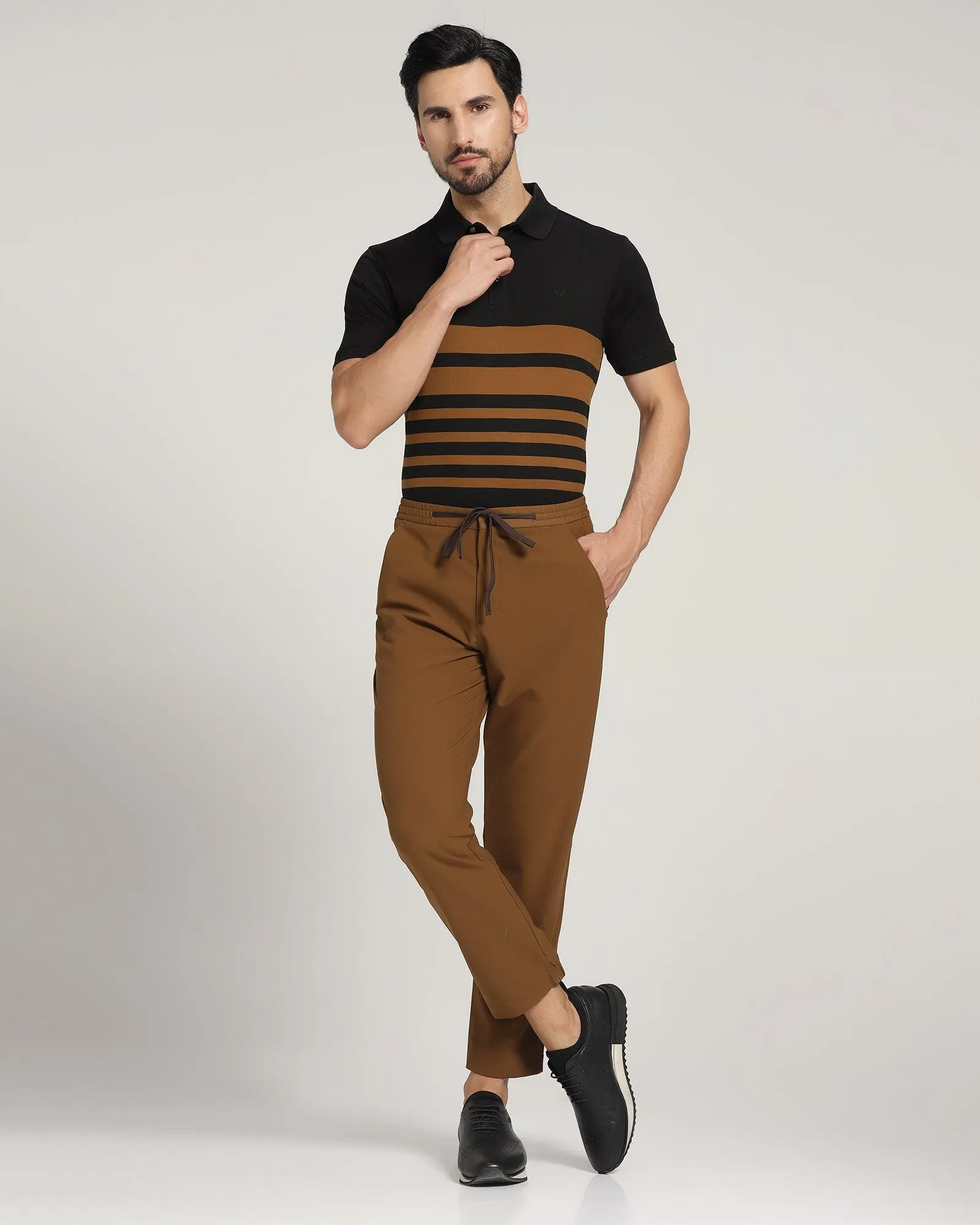 Nadal Casual Tobacco Brown Solid Khakis - Jin