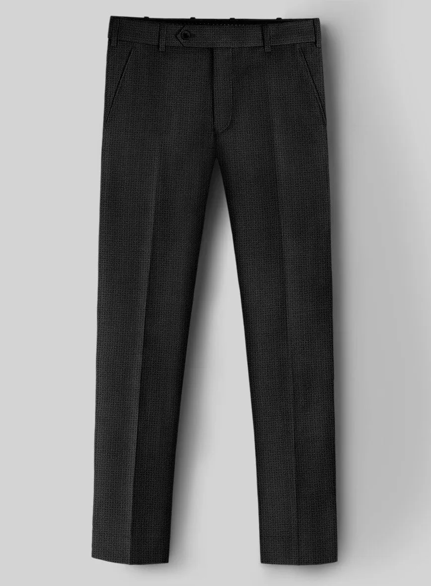 Napolean Basket Weave Black Wool Suit