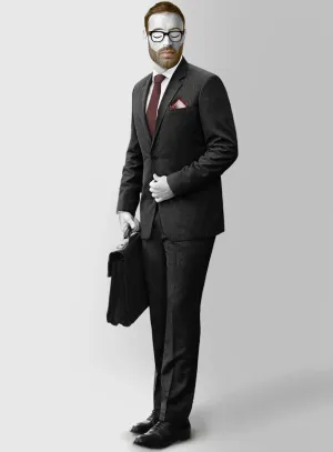 Napolean English Dark Charcoal Wool Suit