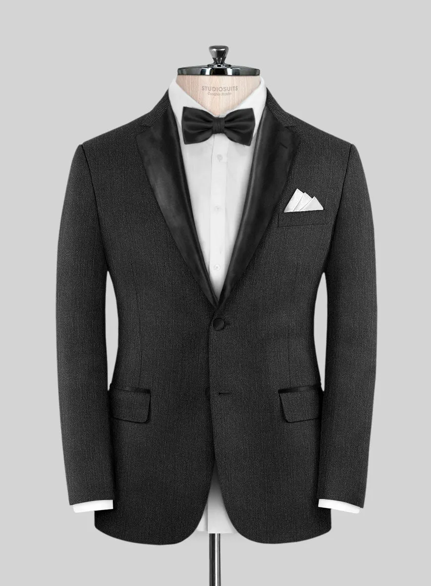 Napolean English Dark Charcoal Wool Tuxedo Suit