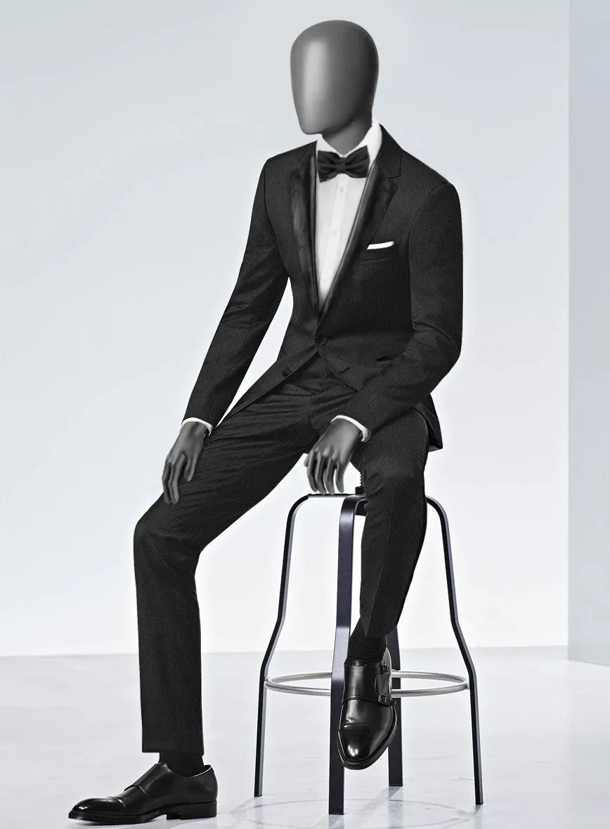 Napolean English Dark Charcoal Wool Tuxedo Suit