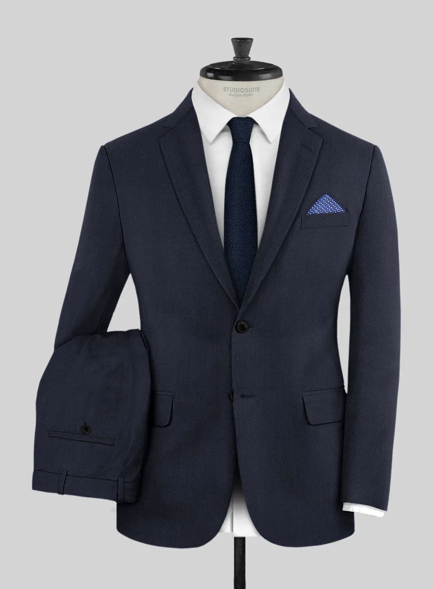 Napolean Imperial Blue Herringbone Wool Suit