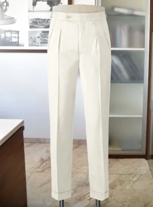 Napolean Stretch Ivory Wool Highland Trousers