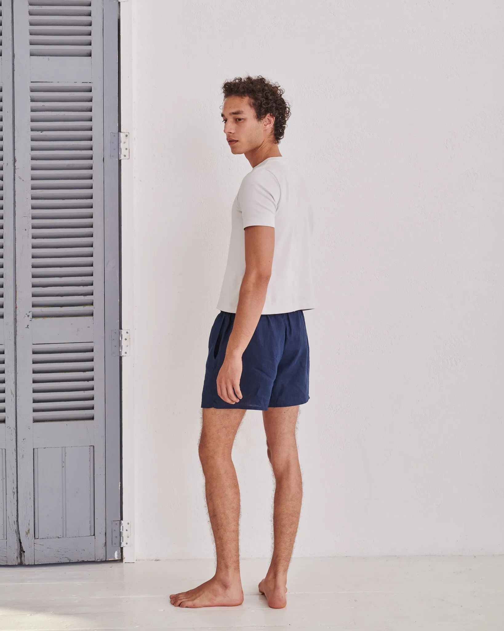 Navy Hemp Short Shorts