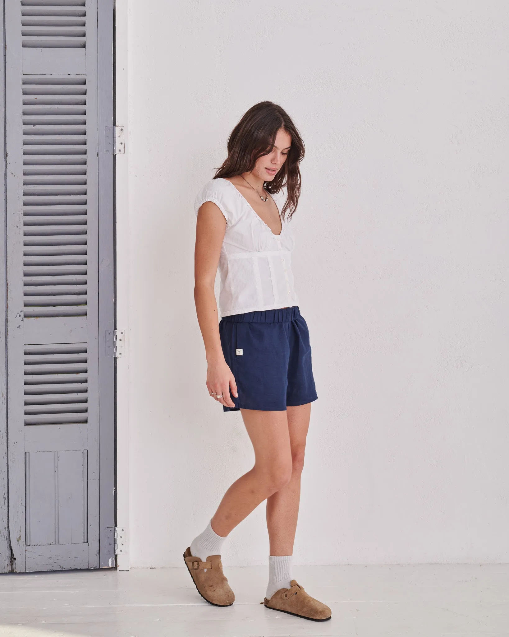 Navy Hemp Short Shorts