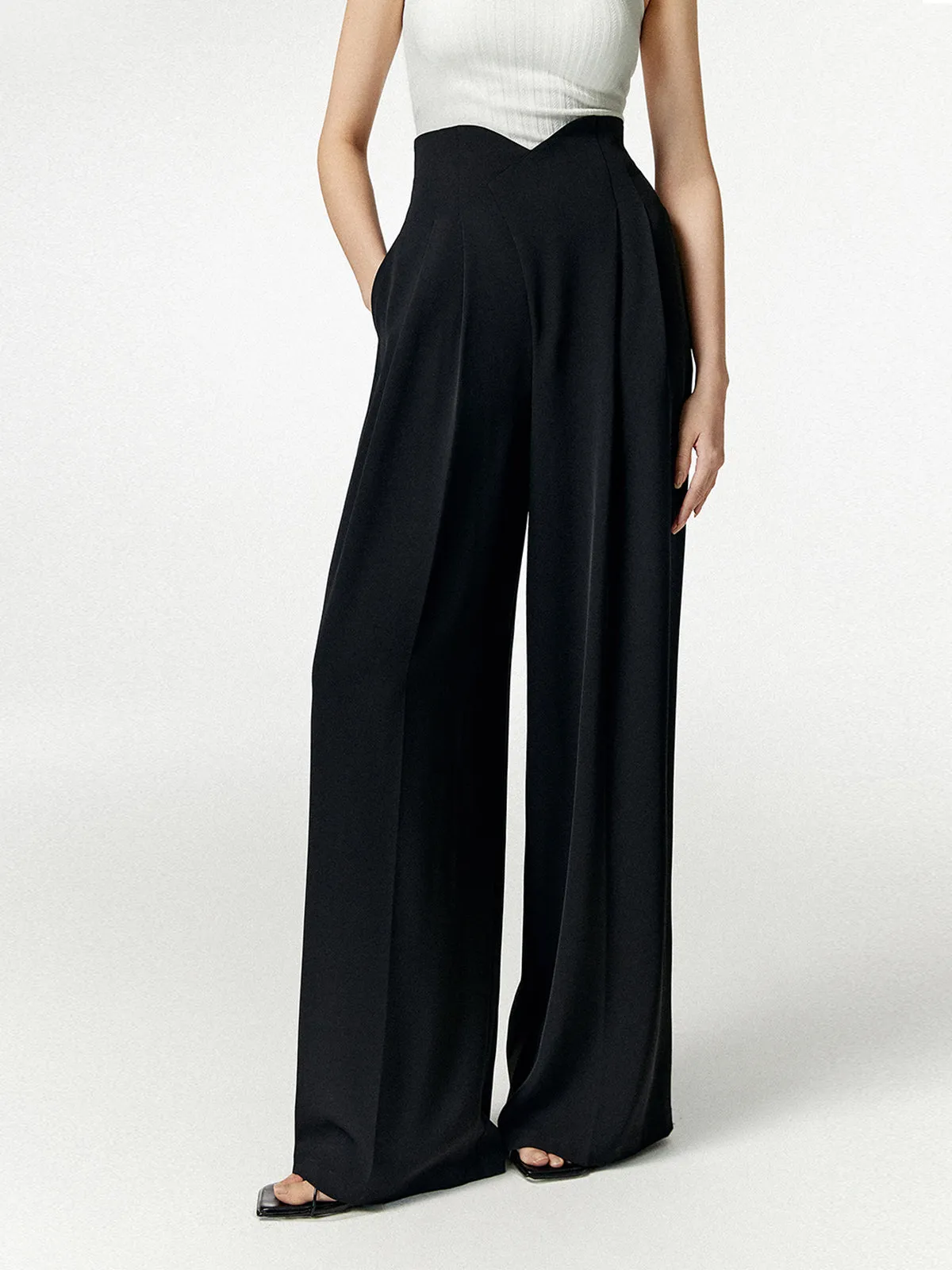 Notch Wide Graceful Leg Dress Pants