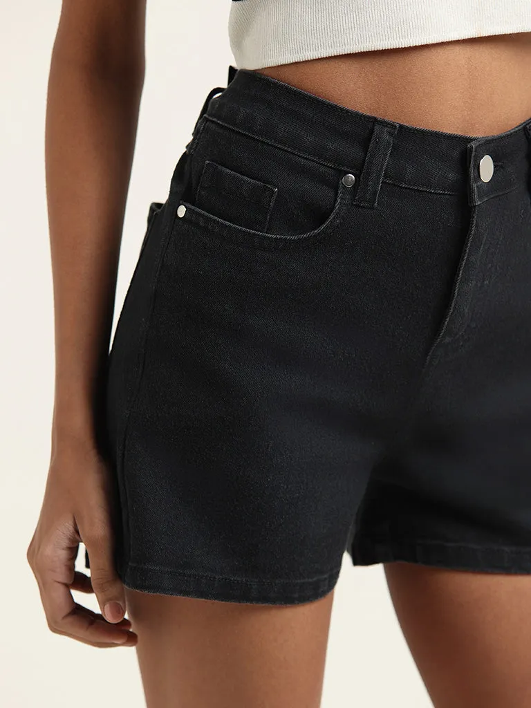 Nuon Black High-Rise Denim Shorts