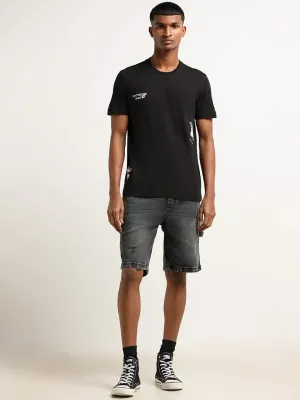 Nuon Black Relaxed Fit Bermuda Shorts