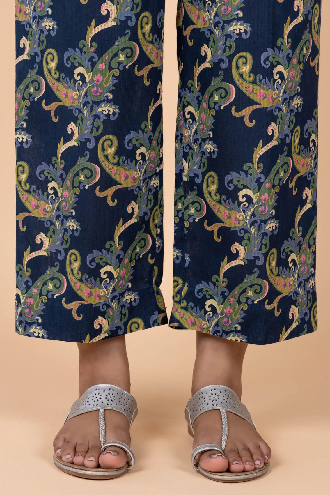 Paisley Printed Deep Blue Trousers