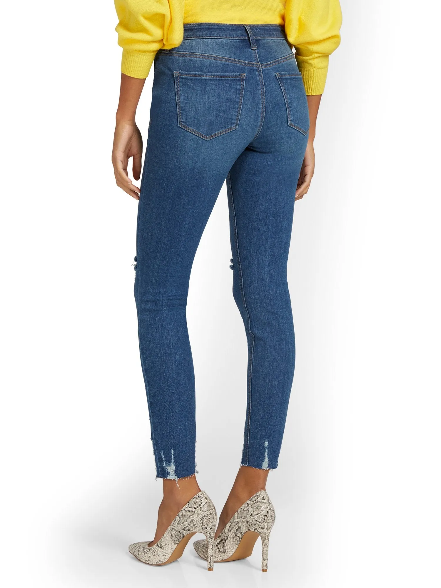 Petite Lexi Mid-Rise Super-Skinny Ankle Jeans - Dark Blue Wash