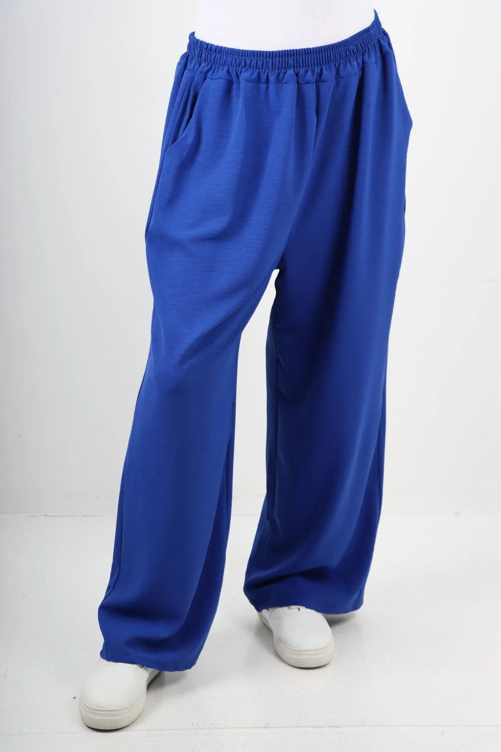 Plain Elasticated Waist Cotton Trousers