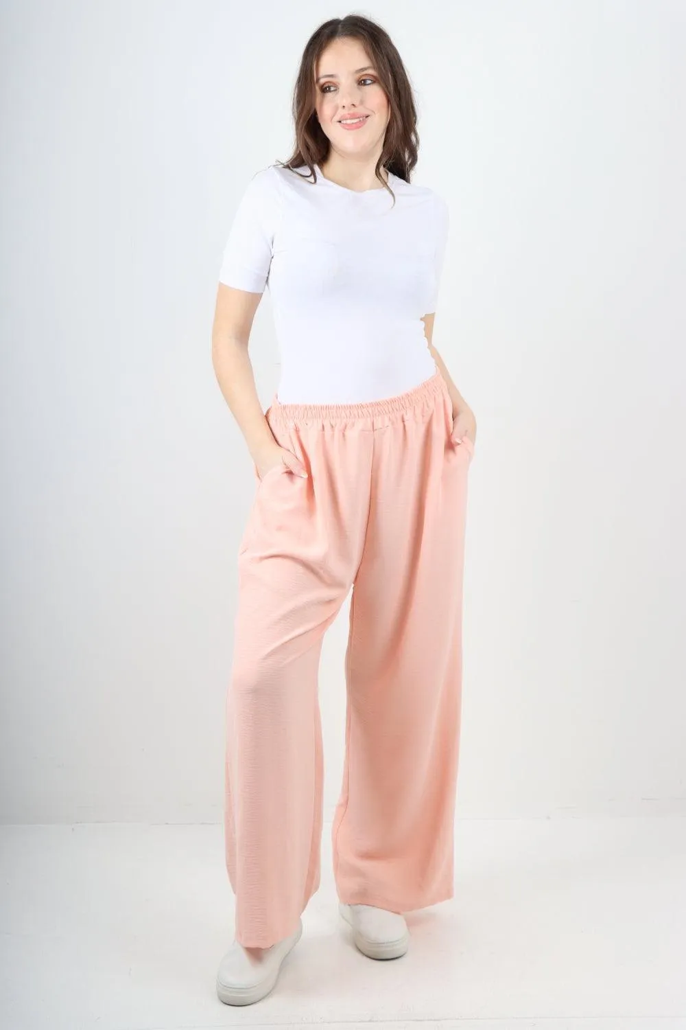 Plain Elasticated Waist Cotton Trousers