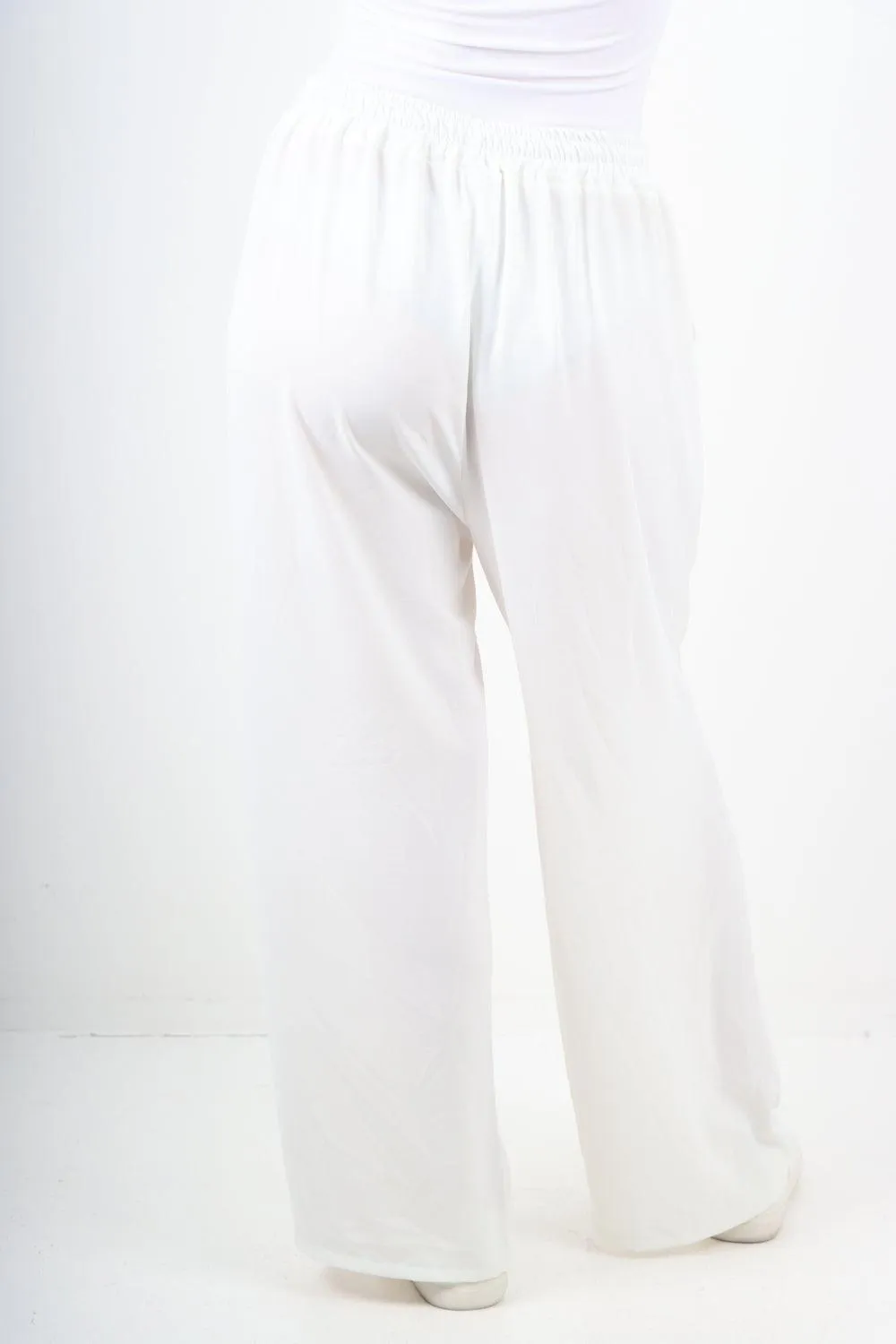 Plain Elasticated Waist Cotton Trousers